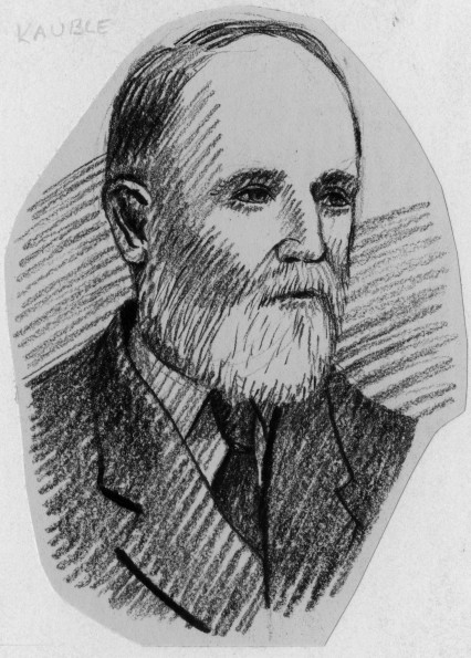 Charcoal drawing of Emmanuel Missionary College president Nelson Walker Kauble [original art]