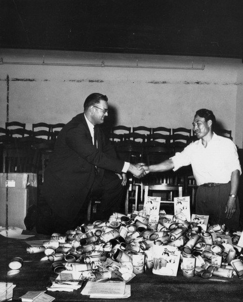 [Two gentlemen with items gathered on Ingathering Field Day]