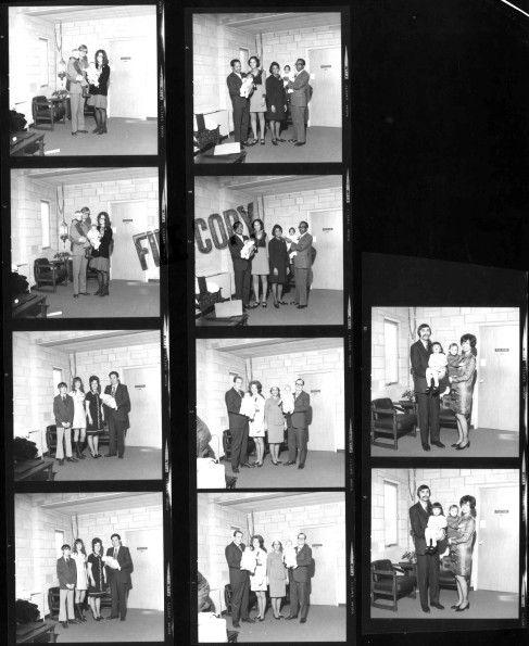 [Developed negatives of baby dedications at Pioneer Memorial Church]