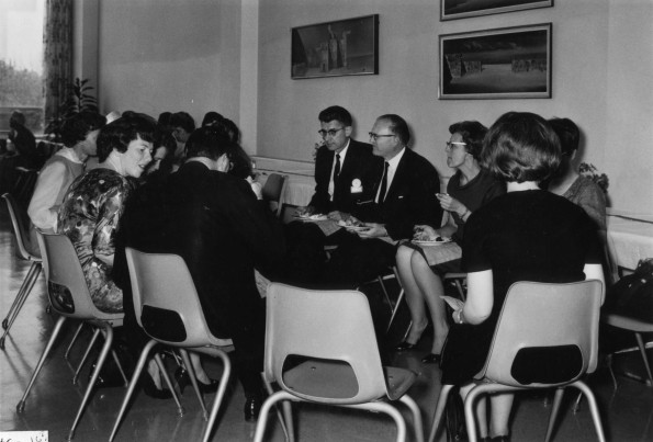 Alumni of Andrews University prepare to enjoy a dessert at Homecoming