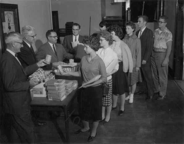 [Emmanuel Missionary College students gathering materials for Ingathering Field Day]