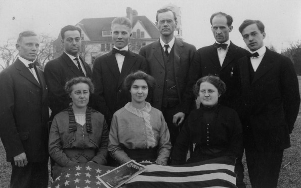 [Otto Julius Graf, president of Emmanuel Missionary College, along with faculty and staff]