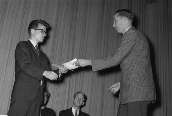 [Awards are given to worthy students during the 1966 Andrews University Awards Day]