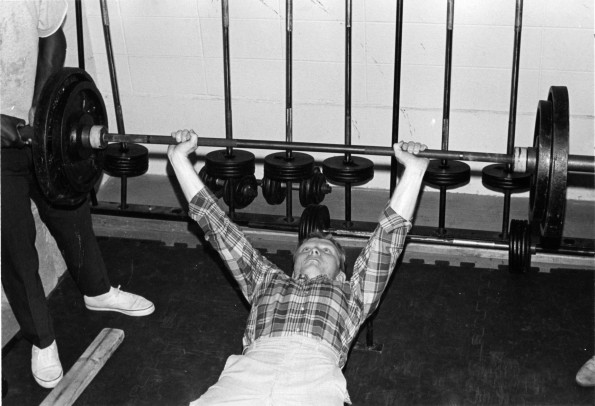 [Member of Andrews University's Barbell Club midlift]