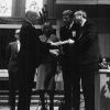 [Frank Lewis Marsh receiving an award at Andrews University's 1973 alumni homecoming]