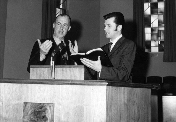 Edward Banks gives advice to Seminary student, Lloyd Logan, on effective preaching