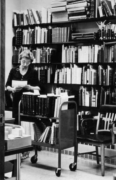[Elvire Hilgert head of the Cataloging Department in the James White Library]