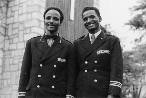 Gospel Action Teams organized by Andrews University alumnus working in Ethiopia wear old EMC band uniforms