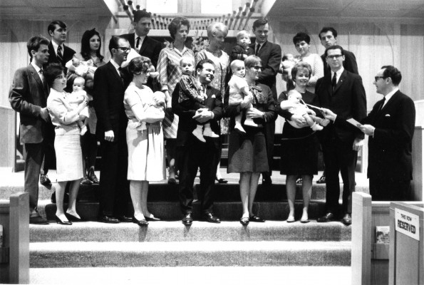 [Infant dedication service at Pioneer Memorial Church]