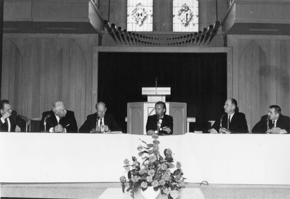 [A round table discussion on religious liberty held in Pioneer Memorial Church]