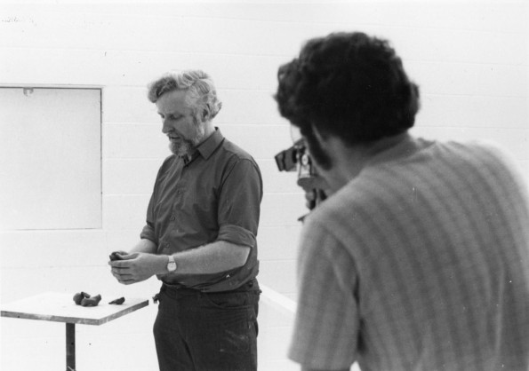 [Alan Collins sculpting a clay model of 'Regeneration']