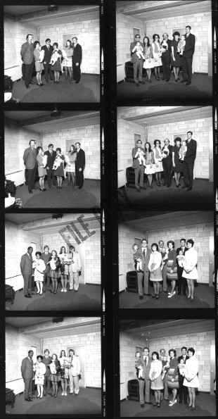 [Developed negatives of baby dedications at Pioneer Memorial Church]