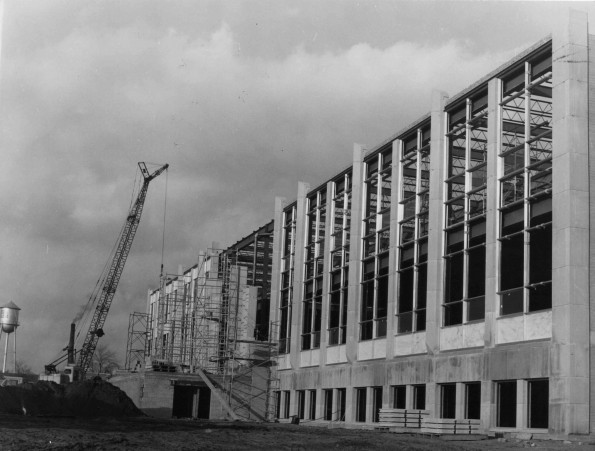 [Construction underway on the new James White Memorial Library at Andrews University]
