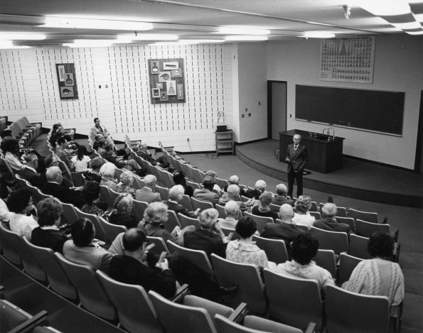 [Andrews University alumni attending a lecture]