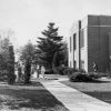 [Students and faculty in front of Griggs Hall on Emmanuel Missionary College campus]