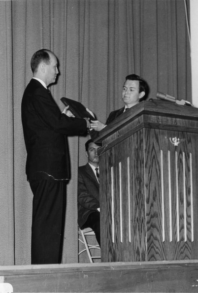 [Awards are given to worthy students during the 1966 Andrews University Awards Day]
