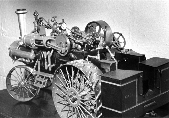 [Handmade model tractor at hobby show]