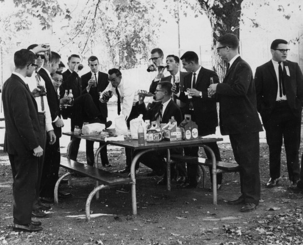 [Andrews University students celebrating after a day of ingathering]