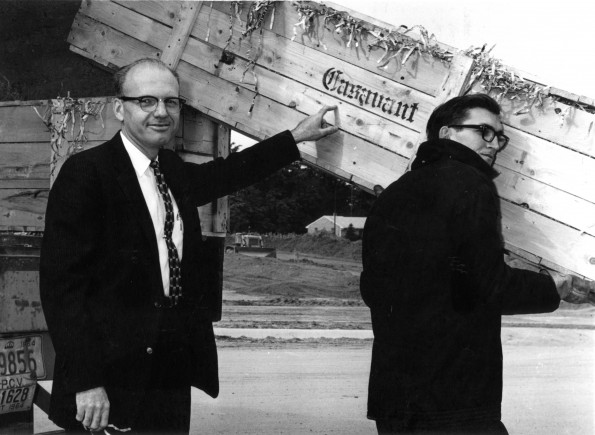 [Unloading the organ pipes for the new Casavant pipe organ at Pioneer Memorial Church]