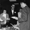 Alumni of Andrews University having a meal at Homecoming alumni banquet in 1966