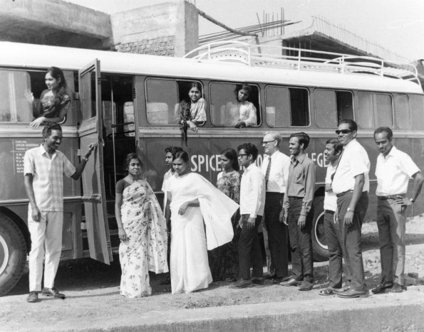 Branch Sabbath School workers at Spicer College board bus to go on their usual Sabbath afternoon mission