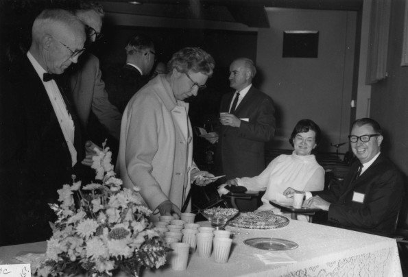 James Barclay watching Andrews University alumni having refreshments