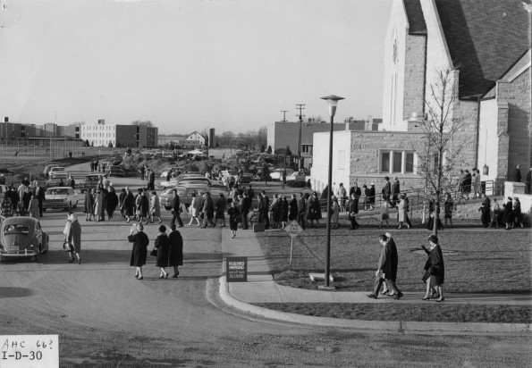 Campus construction causes some inconvenience to Andrews University Alumni and church members as they leave Pioneer Memorial Church after a Homecoming weekend program