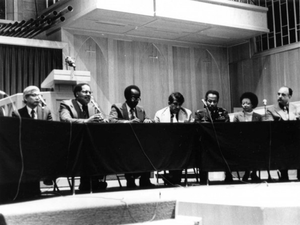 Panel discussion with Colonel Leonard W. Johnson, Jr. in the Pioneer Memorial Church
