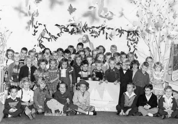 [Kindergarten Sabbath School class at Pioneer Memorial Church]
