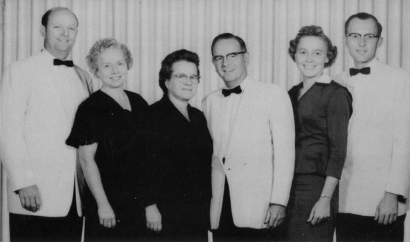 [World-wide evangelistic team: Detamore, Collar, Bentzinger and wives]