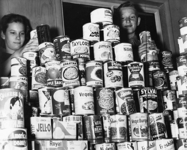 [Pathfinders from Berrien Springs, Michigan with cans from the Thanksgiving food drive]