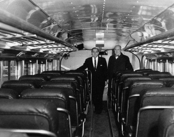 [Anthony Castelbuono and V. E. Garber in the Pathfinder bus]