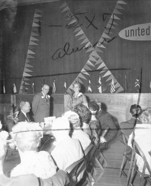 Presentation being made at the Andrews University alumni Homecoming banquet, 1960