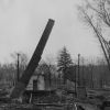 Battle Creek College chimney toppling following the demolition of the 78 year old building