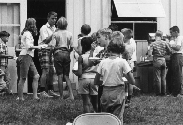 [Day Camp at Andrews University in front of the Pathfinder building]