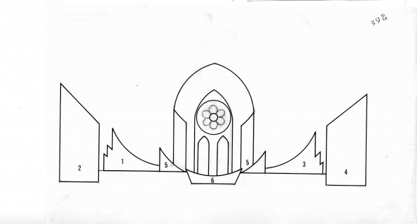 [Suggested layout of new organ pipes at Pioneer Memorial Church]