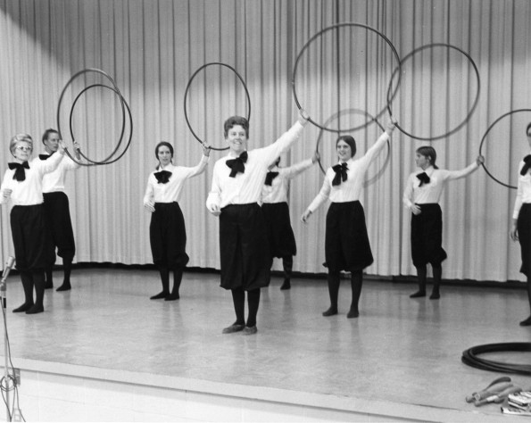 [A live stage performance at the alumni homecoming luncheon for Andrews University held at Ruth Murdoch Elementary School]