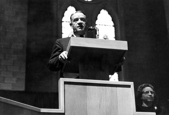 [Floyd Rittenhouse giving the welcome at the James White Library Dedication]
