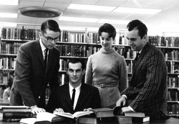 [Students in the James White Library]