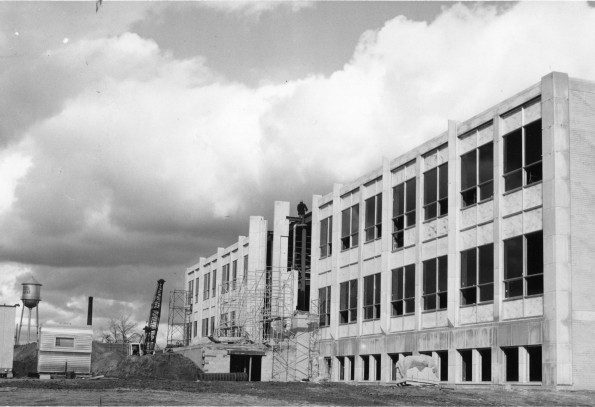 [Construction underway on the new James White Memorial Library at Andrews University]