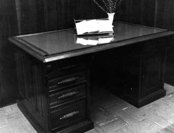 [Uriah Smith's cherry desk where he wrote his books on Daniel and Revelation]