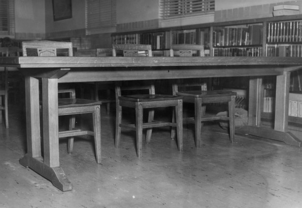 [New tables and chairs built for the Emmanuel Missionry College Library]