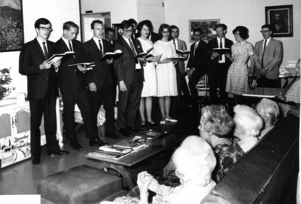 [Andrews University students visiting a nursing home]