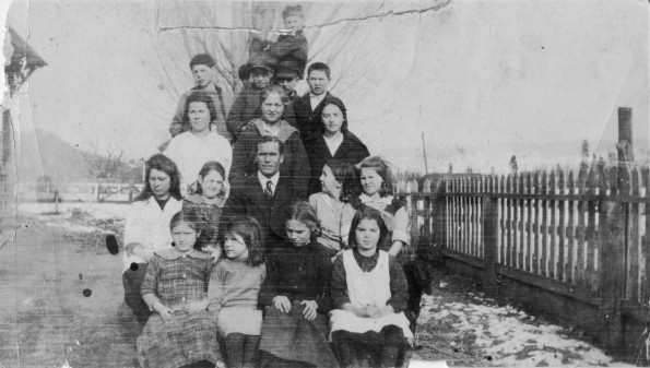 [Robert Clayton with his students at the Rutland Elementary School]