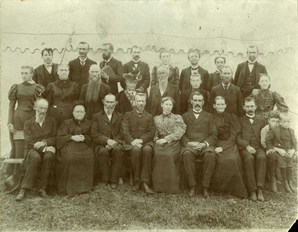 [New York ministers and officials at an unknown camp meeting]
