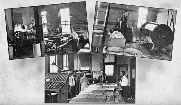 [Press room, composing room, and laundry room at Emmanuel Missionary College]