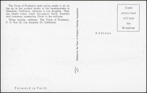 The Voice of Prophecy radio group ready to go on the air at the studio in Glendale, CA