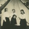 [Effie Gilbert and Cora Briggs with to other unknown girls at a camp meeting]