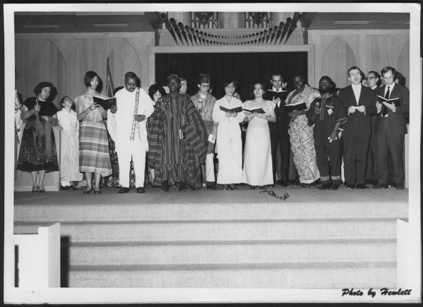 Some of the 203 students enrolled at Andrews University representing 63 different countries participate in a program "What God Has Wrought"