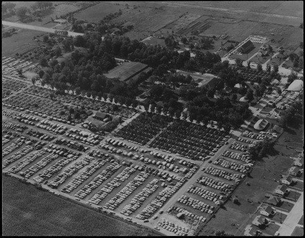 Aerial view of a Michigan campmeeting at Grand Ledge
